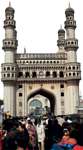 The Charminar, which marks the centre of the Old City